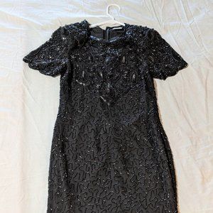 Vintage beaded silk dress - S